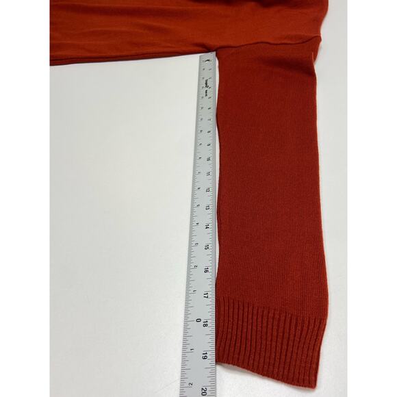 CCK Style V-Neck Pullover Sweater Burnt Orange Wool Women 42 L Pumpkin Autumn - Picture 7 of 8